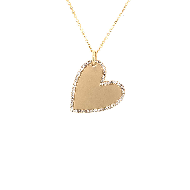 14K Yellow Gold Diamond Heart Necklace