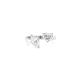 18K White Gold Marquise + Heart Diamond Open Cuff Ring