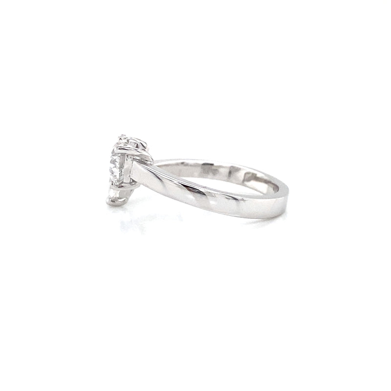 18K White Gold Marquise + Heart Diamond Open Cuff Ring