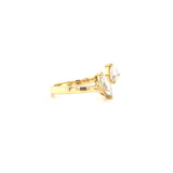 18K Yellow Gold Pear + Marquise Diamond Open Cuff Ring