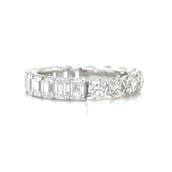 18K White Gold Round + Emerald Eternity Band-Rings-UNISON (CBG)-
