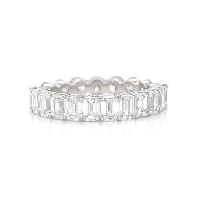 18K White Gold Round + Emerald Eternity Band