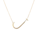 14K Yellow Gold Diamond Extra Large Pave Initial Necklace