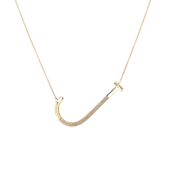 14K Yellow Gold Diamond Extra Large Pave Initial Necklace-Necklaces-Maurice's Jewelers-J-
