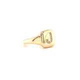 14K Yellow Gold Diamond Initial Signet Ring-Rings-majolie-J-