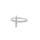 14K White Gold Diamond Cross Ring