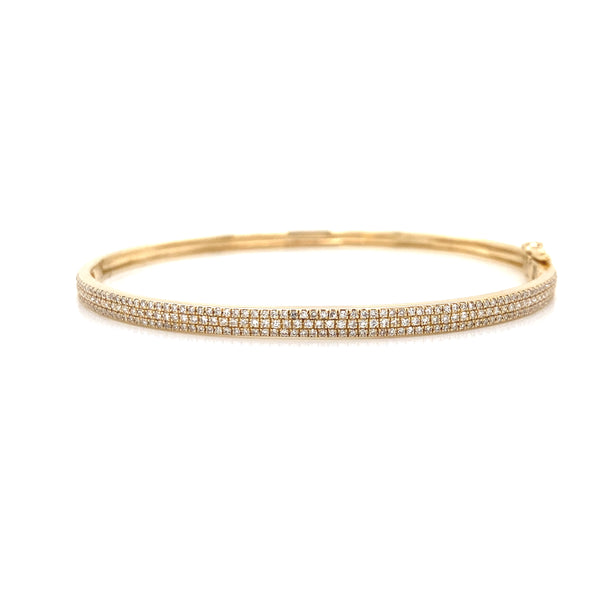 14K Yellow Gold Diamond Triple Row Bangle-Bracelets-majolie-YELLOW GOLD-
