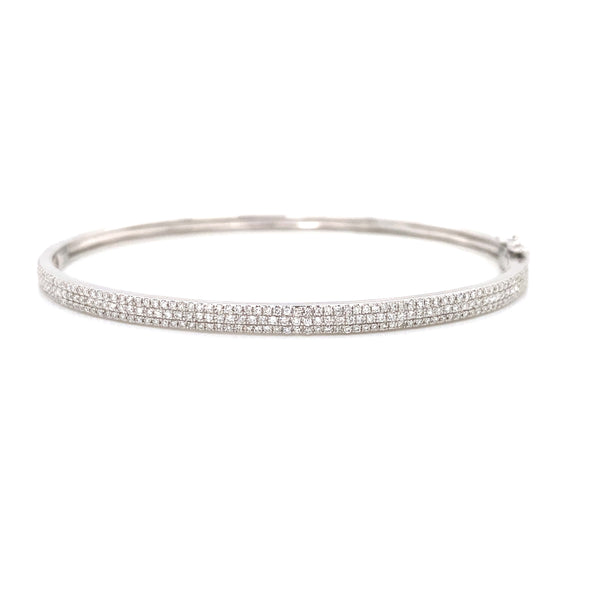 14K Yellow Gold Diamond Triple Row Bangle