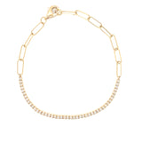 18K White Gold Diamond Tennis Paperclip Bracelet-Bracelets-UNISON (CBG)-YELLOW GOLD-