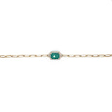 14K Yellow Gold Diamond + Emerald Paperclip Bracelet-Bracelets-majolie-