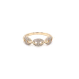 14K White Gold Round Diamond Puff Link Ring-Rings-majolie-YELLOW GOLD-