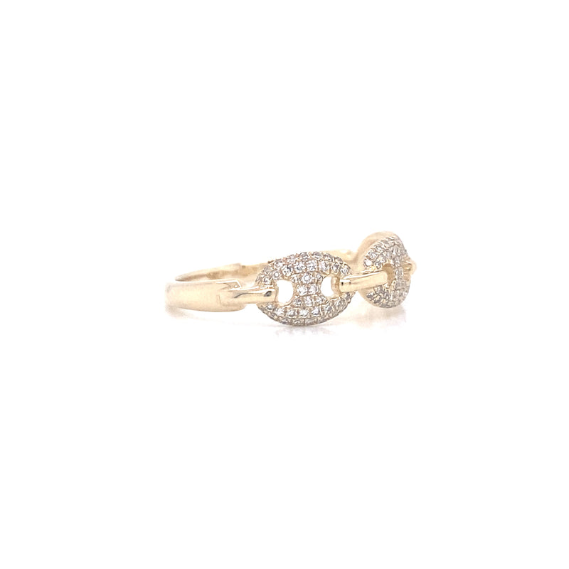 14K White Gold Round Diamond Puff Link Ring-Rings-majolie-