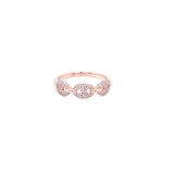 14K White Gold Round Diamond Puff Link Ring-Rings-majolie-ROSE GOLD-