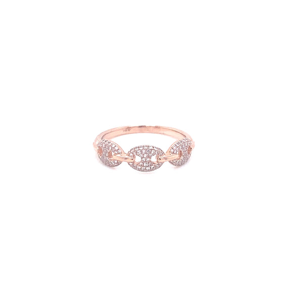 14K Rose Gold Round Diamond Puff Link Ring