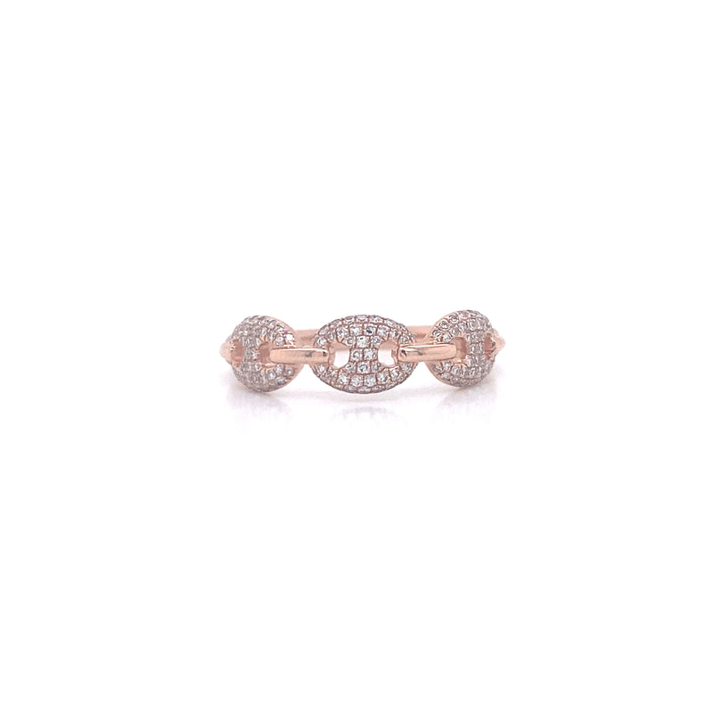 14K White Gold Round Diamond Puff Link Ring-Rings-majolie-