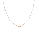 14K White Gold Three Prong Diamond Station Necklace-Necklaces-majolie-YELLOW GOLD-