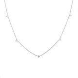 14K White Gold Three Prong Diamond Station Necklace-Necklaces-majolie-WHITE GOLD-