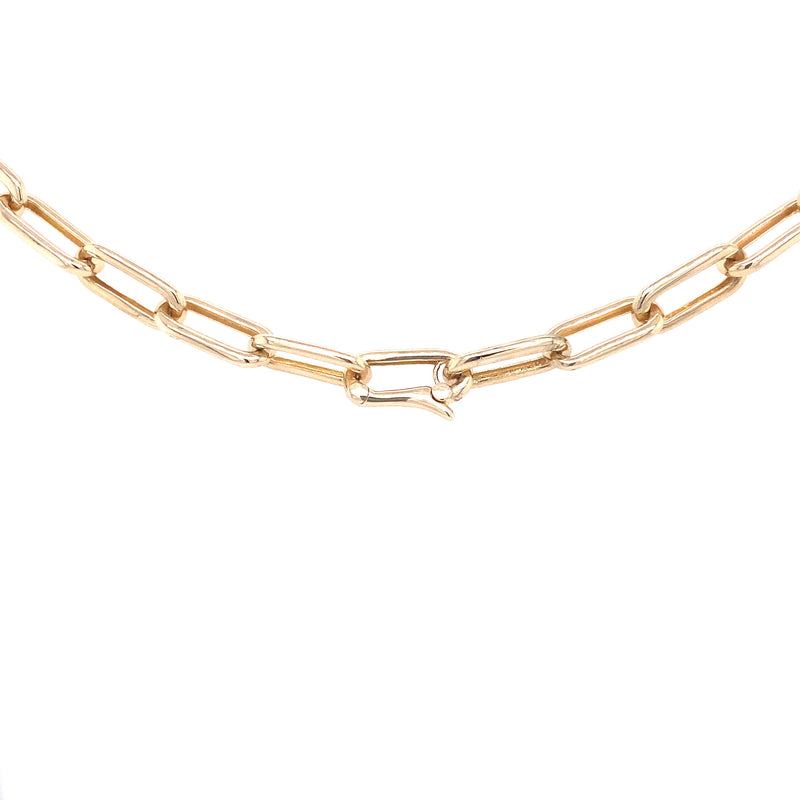 14K Yellow & White Gold Diamond Thick Paperclip Necklace-Necklaces-majolie-