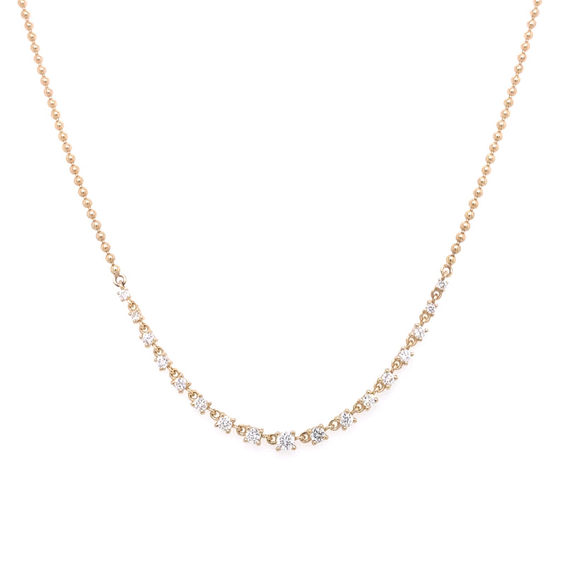 14K Yellow Gold Diamond Beaded Necklace-Necklaces-majolie-