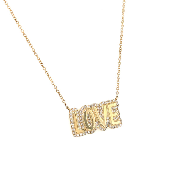 14K Yellow Gold Diamond Bubble Love Necklace-Necklaces-aaron jewelry-