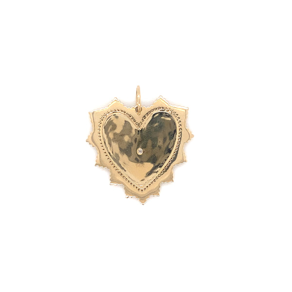 14K Yellow Gold Diamond Fluted Heart Pendant-Charms & Pendants-Maurice's Jewelers-