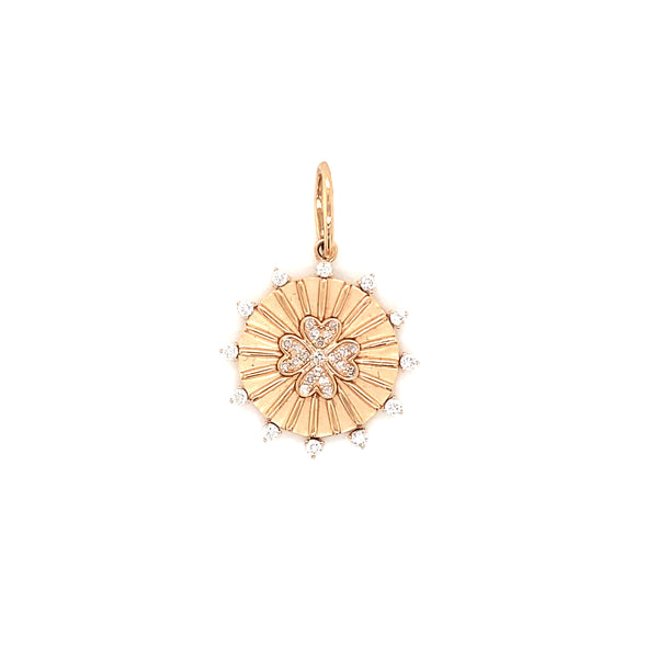 14K Rose Gold Diamond Lucky-Heart Clover Charm