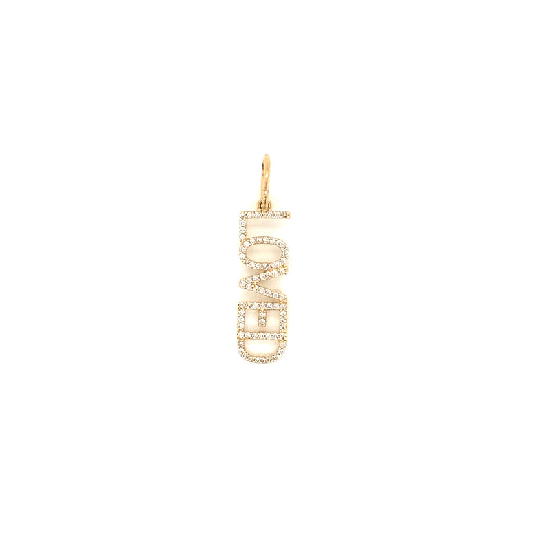 14K Yellow Gold Diamond "Loved" Charm-Charms & Pendants-Maurice's Jewelers-