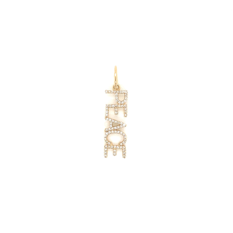 14K Yellow Gold Diamond "Peace" Charm-Charms & Pendants-air-