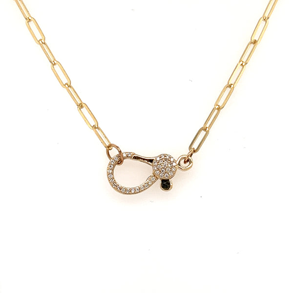 Yellow 14K 0.23Ct R/D Diamond Lobster Clasp Paperclip Necklace 20"-Maurice's Jewelers-
