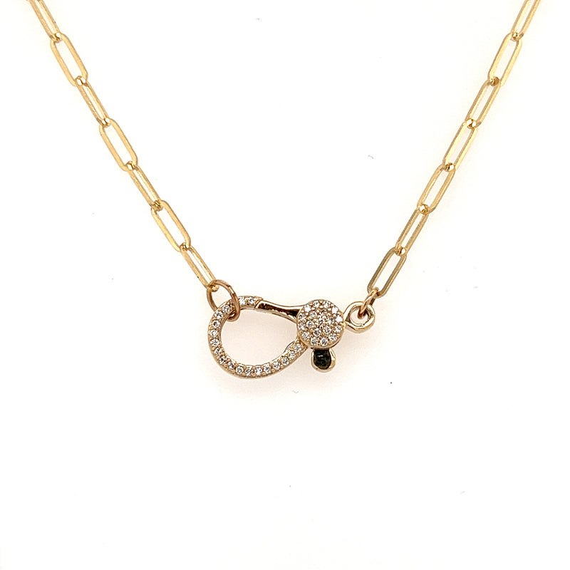 Round Diamond Solitaire Bezel-Set Paperclip Necklace (14K) – Popular J