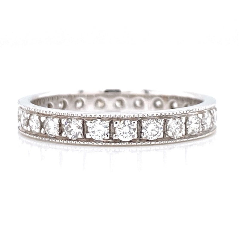14K White Gold 0.85ct Diamond Milgrain Eternity Band