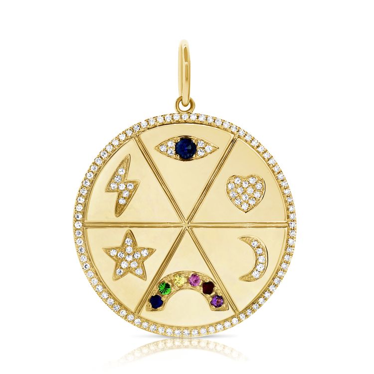 14k Yellow Diamond & Multi Gemstone Charm/Pendant