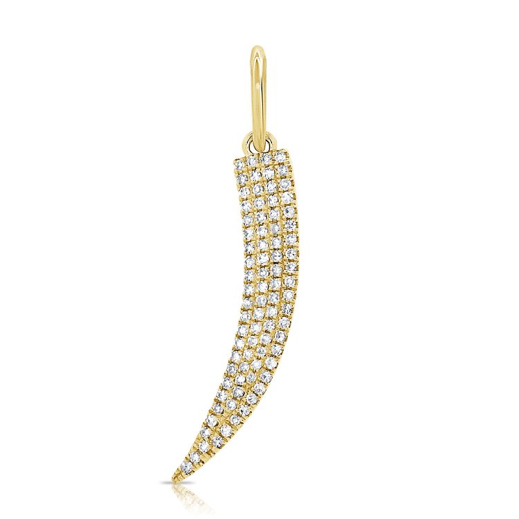 14K Yellow Gold Diamond Horn Pendant-Charms & Pendants-Maurice's Jewelers-