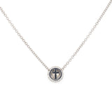 14K White Gold Round Halo Diamond Pendant