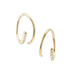 14K Yellow Gold Diamond Threader Hoop Earrings