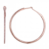 14K White Gold Diamond Medium Hoop Earrings-EARRINGS-Maurice's Jewelers-ROSE GOLD-