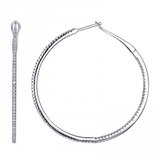 14K White Gold Diamond Medium Hoop Earrings-EARRINGS-Maurice's Jewelers-WHITE GOLD-