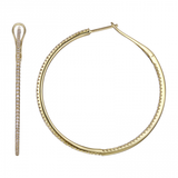 14K White Gold Diamond Medium Hoop Earrings
