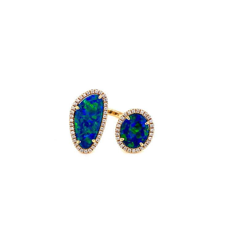 18K Yellow Gold Diamond + Opal Cuff Ring-Rings-arzy-