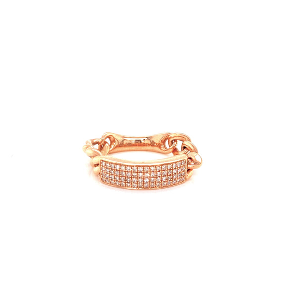 14K Rose Gold Diamond Pave Top Curb Link Ring-Rings-Maurice's Jewelers-