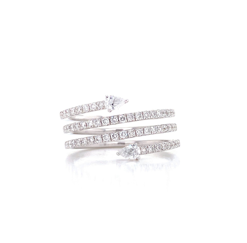 14K Yellow Gold Round + Pear Diamond Wrap Ring-Rings-majolie-WHITE GOLD-