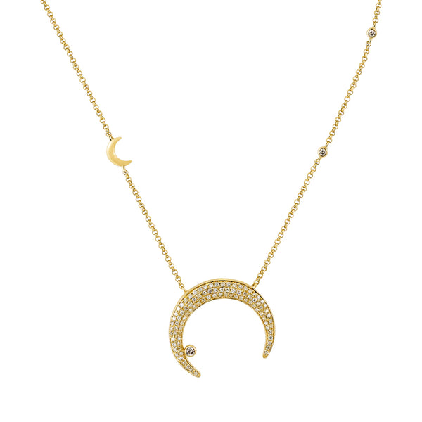 14K Yellow Gold Diamond Celestial Necklace-Necklaces-superbell-
