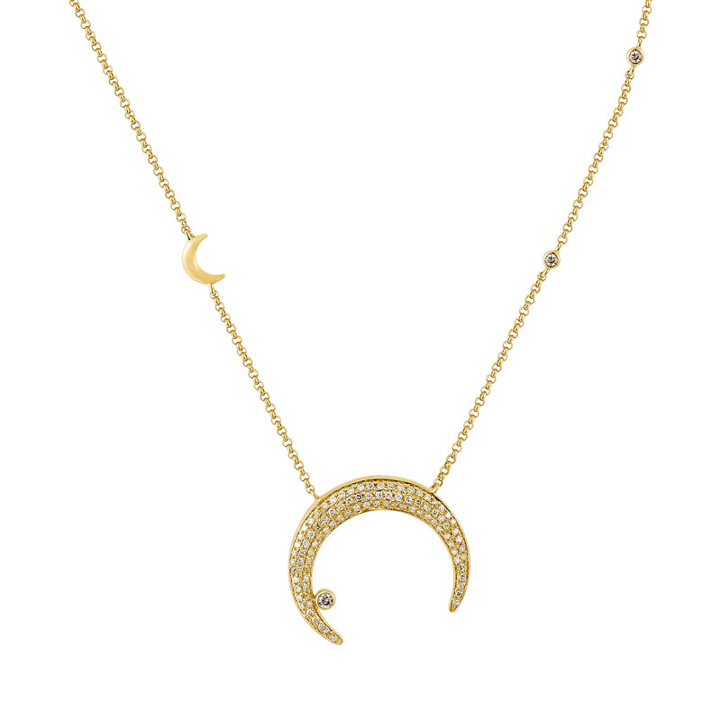 14K Yellow Gold Diamond Celestial Necklace