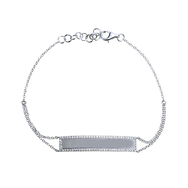 14k White Gold Diamond Engravable Bracelet