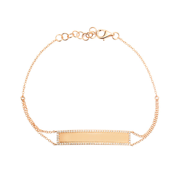 14K Yellow Gold Diamond Engravable Bracelet-Bracelets-superbell-