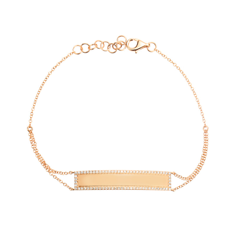 14K Yellow Gold Diamond Engravable Bracelet-Bracelets-superbell-