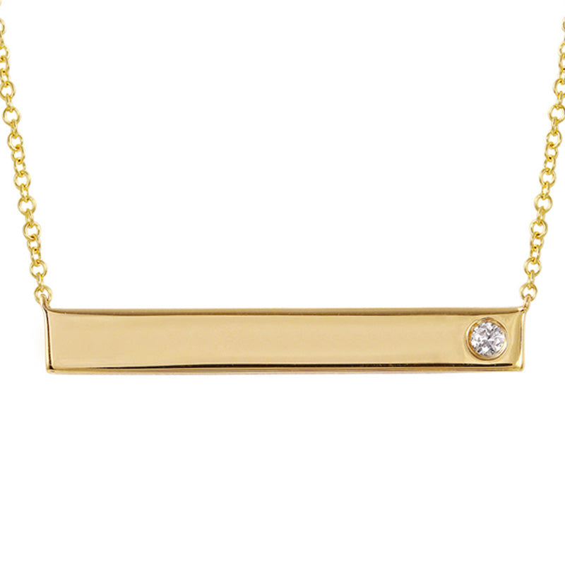 14k Yellow Gold Engravable Polished Bar Necklace-Necklaces-superbell-
