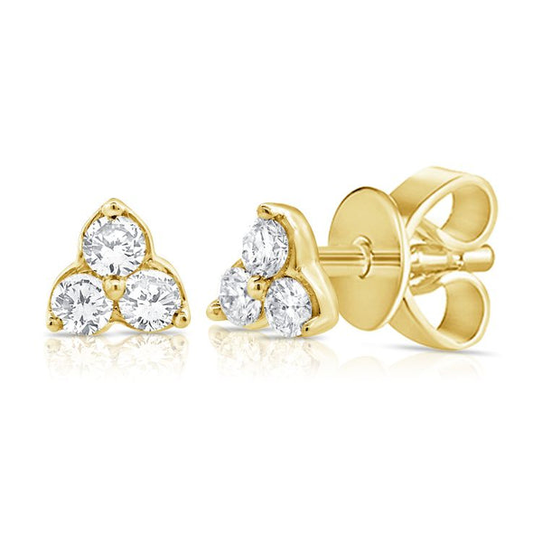 14K Yellow Gold Diamond Trio Stud Earrings