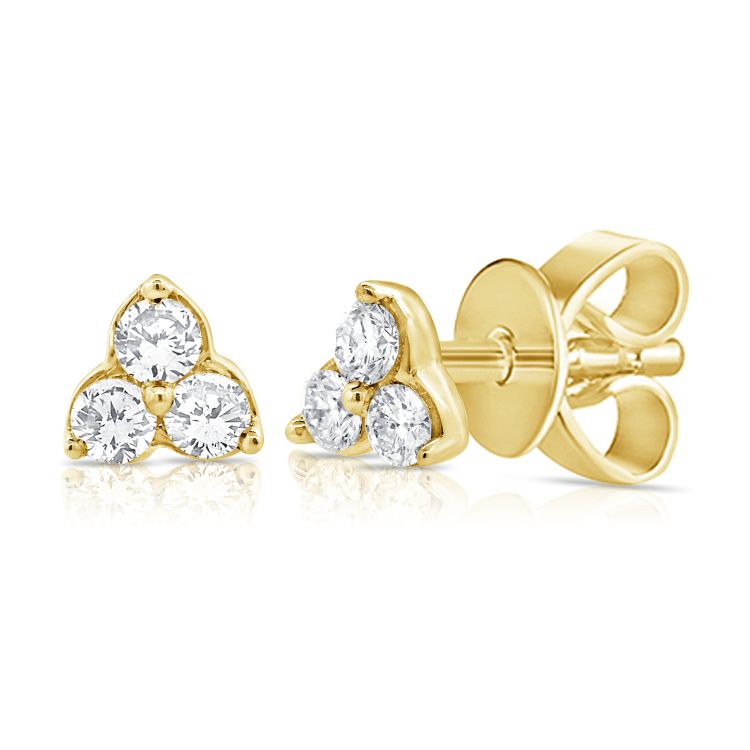 14K Yellow Gold Diamond Trio Stud Earrings-Earrings-Maurice's Jewelers-