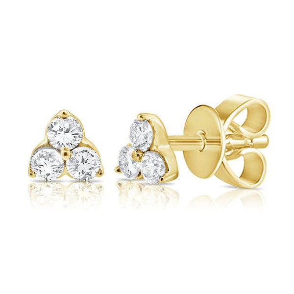 14K Yellow Gold Diamond Trio Stud Earrings